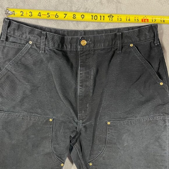 Vintage Carhartt Double Knee Black Carpenter Pants B0 1BLK USA Made Men’s 38x36 - Picture 4 of 10